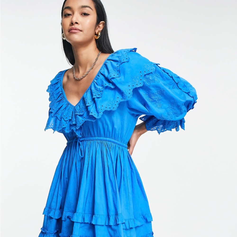 NWT Blue Topshop Ruffled Women's Dress size 4